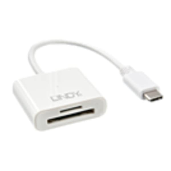 LINDY Extern minneskortläsare microSD, SD, USB 3.2 Gen 1 Vit