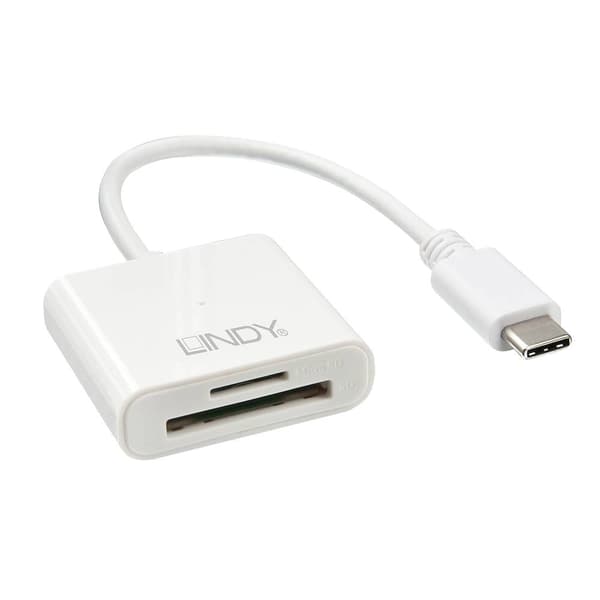 LINDY Extern minneskortläsare microSD, SD, USB 3.2 Gen 1 Vit