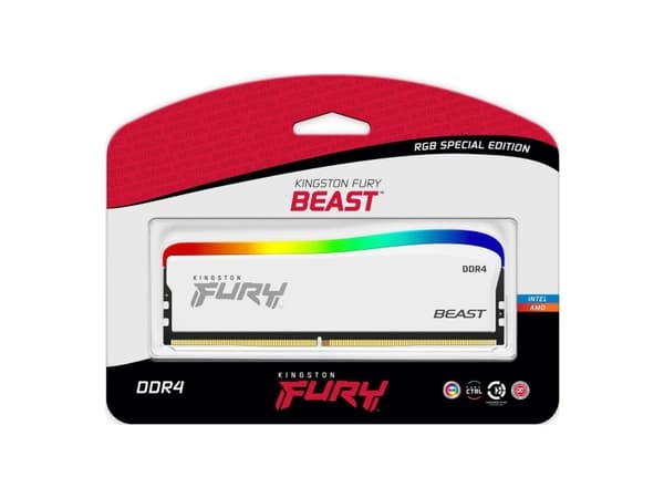 Kingston FURY Beast - RGB Special Edition - DDR4 - modul - 16 GB - DIMM 288-pin - 1800 MHz / PC4-28800 - CL18 - ikke-bufret - ikke-ECC - hvit