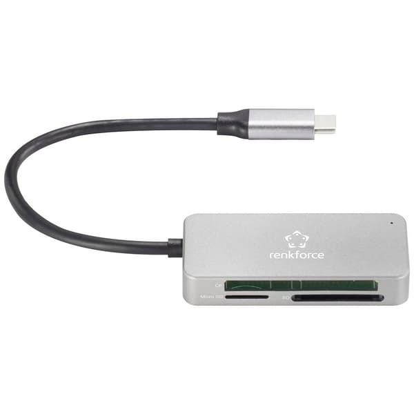 Renkforce RF-PCR-210 Extern minneskortläsare USB-C® (USB 3.2 Gen 1) Silver