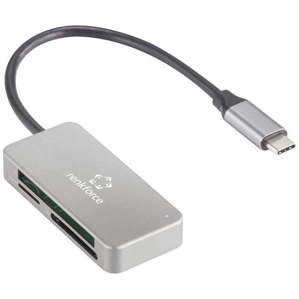 Renkforce RF-PCR-210 Extern minneskortläsare USB-C® (USB 3.2 Gen 1) Silver