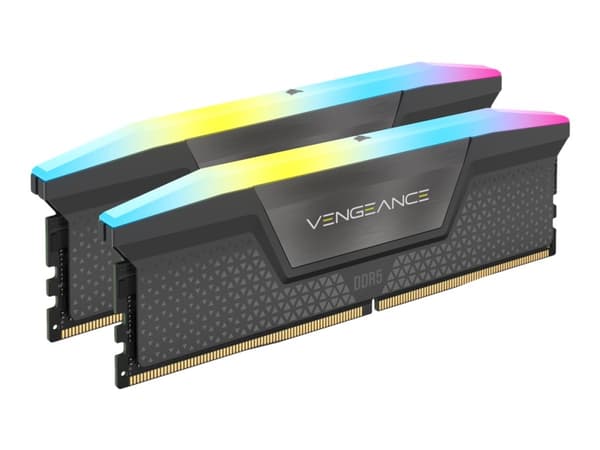 CORSAIR Vengeance RGB - DDR5 - sett - 32 GB: 2 x 16 GB - DIMM 288-pin - 5600 MHz / PC5-44800 - CL36 - 1.25 V - on-die ECC - kjølig grå