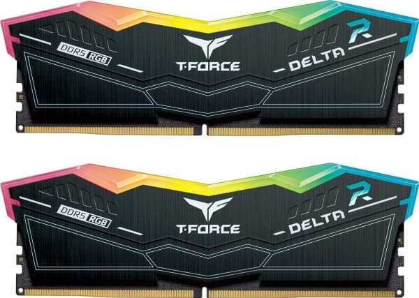 T-Force DELTA RGB - DDR5 - sett - 32 GB: 2 x 16 GB - DIMM 288-pin - 7200 MHz / PC5-57600 - CL34 - 1.4 V - ikke-bufret - on-die ECC - svart