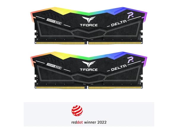 T-Force DELTA RGB - DDR5 - sett - 32 GB: 2 x 16 GB - DIMM 288-pin - 3000 MHz / PC5-48000 - CL30 - 1.35 V - ikke-bufret - on-die ECC - svart