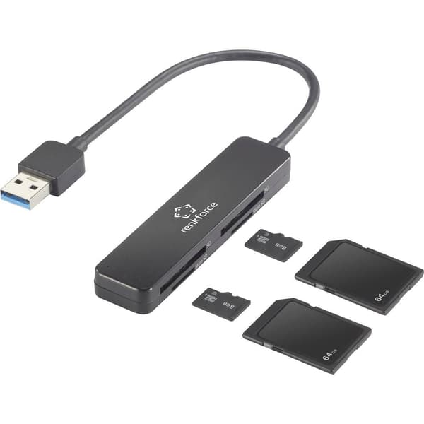 Renkforce RF-PCR-220 Extern minneskortläsare USB 3.2 Gen 1 Svart