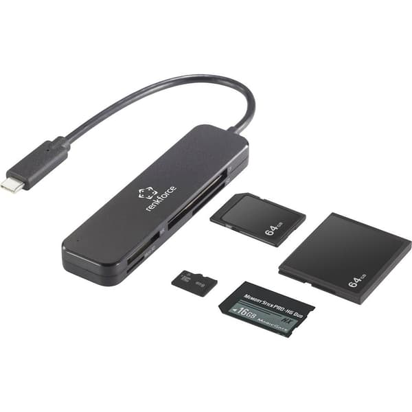 Renkforce RF-PCR-230 Extern minneskortläsare USB-C® (USB 3.2 Gen 1) Svart