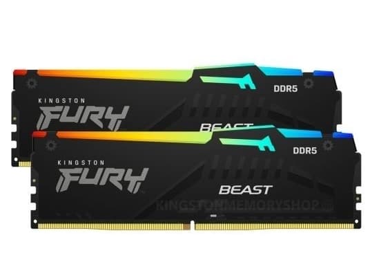 Kingston FURY Beast RGB - DDR5 - sett - 64 GB: 2 x 32 GB - DIMM 288-pin - 2800 MHz / PC5-44800 - CL36 - 1.25 V - ikke-bufret - on-die ECC