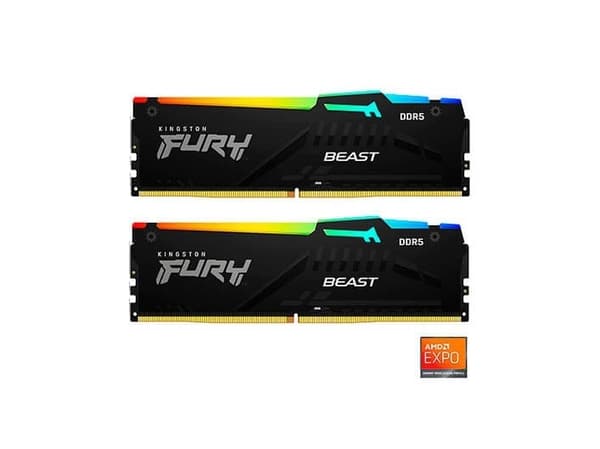 Kingston FURY Beast RGB - DDR5 - sats - 16 GB: 2 x 8 GB - DIMM 288-pin - 2600 MHz / PC5-41600 - CL36 - 1.25 V - ej buffrad - on-die ECC - svart