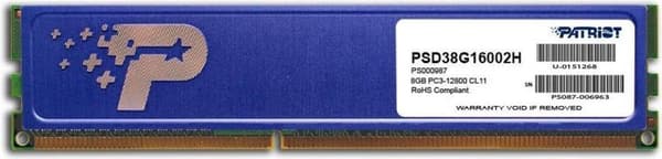 Patriot Memory DDR3 8GB PC3-12800 (1600MHz) DIMM-hukommelsesmodul 1 x 8 GB 1600 MHz