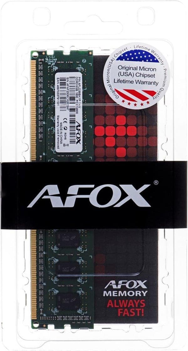 AFOX DDR3 8G 1600 UDIMM-minnesmodul 8GB 1600MHz LV 1,35V