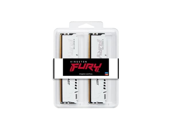 Kingston FURY Beast - DDR5 - sett - 32 GB: 2 x 16 GB - DIMM 288-pin - 2600 MHz / PC5-41600 - CL36 - 1.25 V - ikke-bufret - on-die ECC - hvit