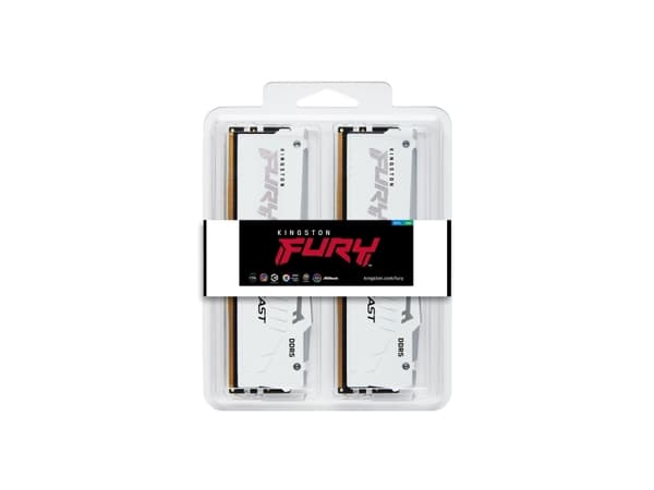 Kingston FURY Beast RGB - DDR5 - sett - 64 GB: 2 x 32 GB - DIMM 288-pin - 3000 MHz / PC5-48000 - CL36 - 1.35 V - ikke-bufret - on-die ECC - hvit