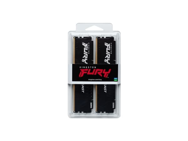 Kingston FURY Beast - DDR5 - sett - 64 GB: 4 x 16 GB - DIMM 288-pin - 2800 MHz / PC5-44800 - CL40 - 1.25 V - ikke-bufret - on-die ECC - svart