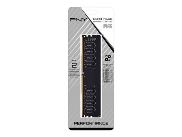 PNY - DDR4 - modul - 16 GB - DIMM 288-pin - 3200 MHz / PC4-25600 - CL22 - 1.2 V - ikke-bufret - ikke-ECC