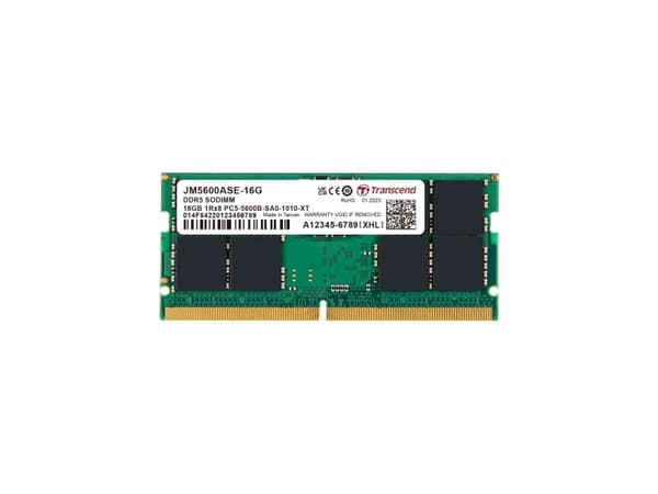 Transcend JetRAM - DDR5 - modul - 16 GB - SO DIMM 262-pin - 5600 MHz / PC5-44800 - CL46 - 1.1 V - ej buffrad - on-die ECC