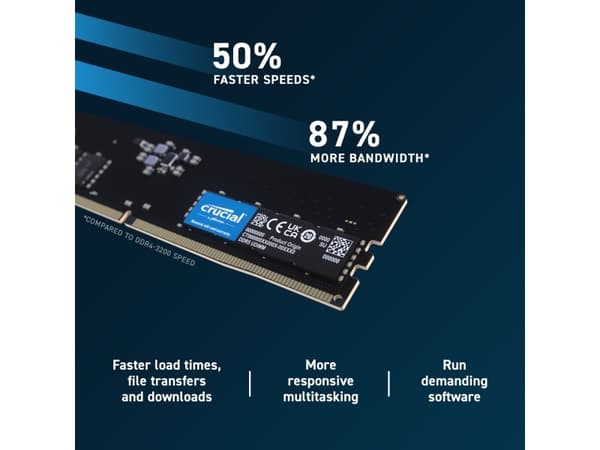Crucial - DDR5 - sats - 16 GB: 2 x 8 GB - DIMM 288-pin - 5200 MHz / PC5-41600 - CL42 - 1.1 V - ej buffrad - on-die ECC - svart
