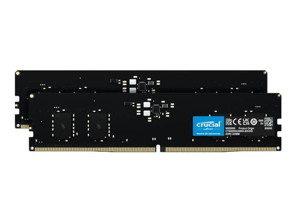 Crucial - DDR5 - sats - 16 GB: 2 x 8 GB - DIMM 288-pin - 5200 MHz / PC5-41600 - CL42 - 1.1 V - ej buffrad - on-die ECC - svart