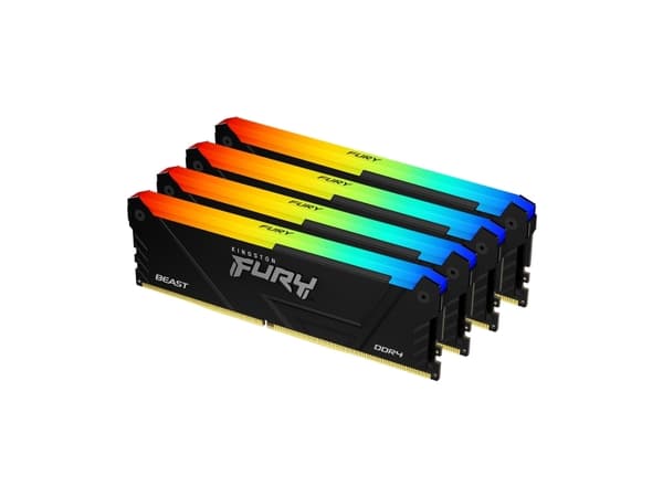 Kingston FURY Beast RGB - DDR4 - sett - 128 GB: 4 x 32 GB - DIMM 288-pin - 1800 MHz / PC4-28800 - CL18 - 1.35 V - ikke-bufret - ikke-ECC - svart