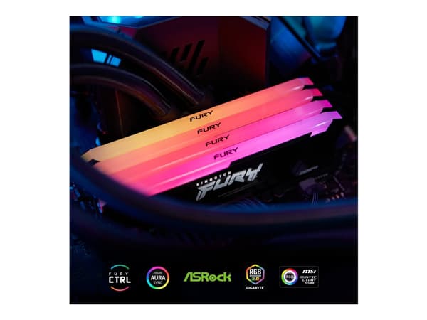 Kingston FURY Beast RGB - DDR4 - sett - 64 GB: 2 x 32 GB - DIMM 288-pin - 1600 MHz / PC4-25600 - CL16 - 1.35 V - ikke-bufret - ikke-ECC - svart