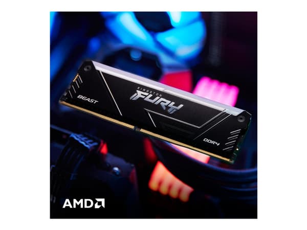Kingston FURY Beast RGB - DDR4 - sett - 64 GB: 2 x 32 GB - DIMM 288-pin - 1600 MHz / PC4-25600 - CL16 - 1.35 V - ikke-bufret - ikke-ECC - svart