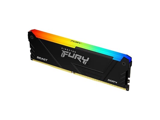 Kingston FURY Beast RGB - DDR4 - sett - 32 GB: 2 x 16 GB - DIMM 288-pin - 3600 MHz / PC4-28800 - CL18 - 1.35 V - ikke-bufret - ikke-ECC - svart