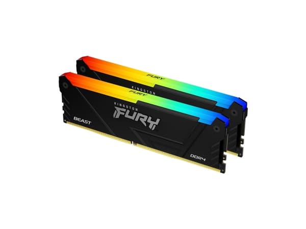 Kingston FURY Beast RGB - DDR4 - sett - 32 GB: 2 x 16 GB - DIMM 288-pin - 3600 MHz / PC4-28800 - CL18 - 1.35 V - ikke-bufret - ikke-ECC - svart