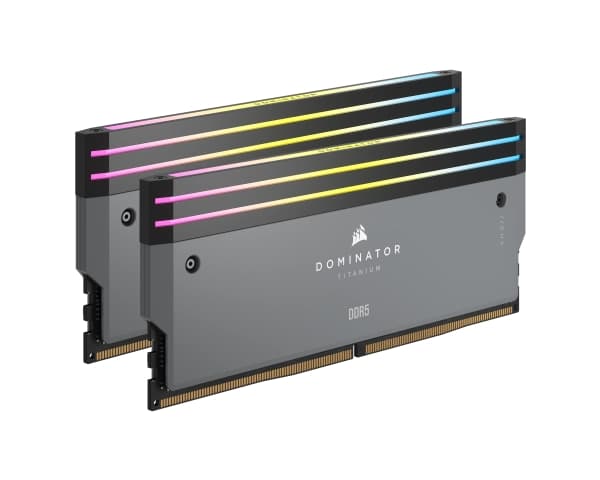 CORSAIR Dominator Titanium RGB - DDR5 - sett - 64 GB: 2 x 32 GB - DIMM 288-pin - 3000 MHz / PC5-48000 - CL30 - 1.4 V - ikke-bufret - ikke-ECC - grå
