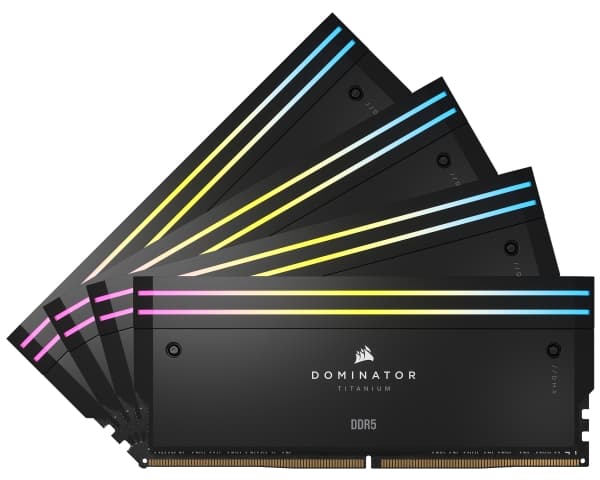 CORSAIR Dominator Titanium RGB - DDR5 - sett - 64 GB: 4 x 16 GB - DIMM 288-pin - 6400 MHz - CL32 - 1.4 V - ikke-bufret - svart