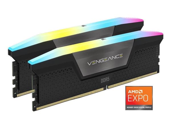 6000MHz 32GB (2x16GB) DDR5 DIMM Unbuffered CL30 Std PMIC XMP 3.0 VENGEANCE RGB Black 1.4V