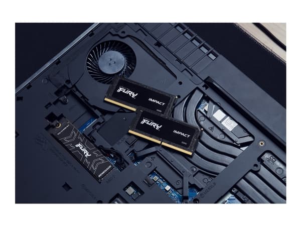 Kingston Technology FURY Impact Black XMP, 32 GB, 2 x 16 GB, DDR5, 6400 MHz, 262-pin SO-DIMM, Musta