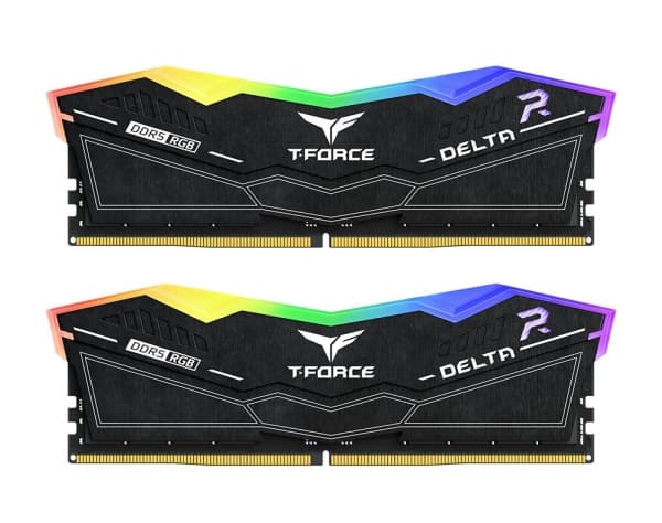 T-Force DELTA RGB - DDR5 - sett - 48 GB: 2 x 24 GB - DIMM 288-pin - 3600 MHz / PC5-57600 - CL34 - 1.4 V - ikke-bufret - on-die ECC - svart