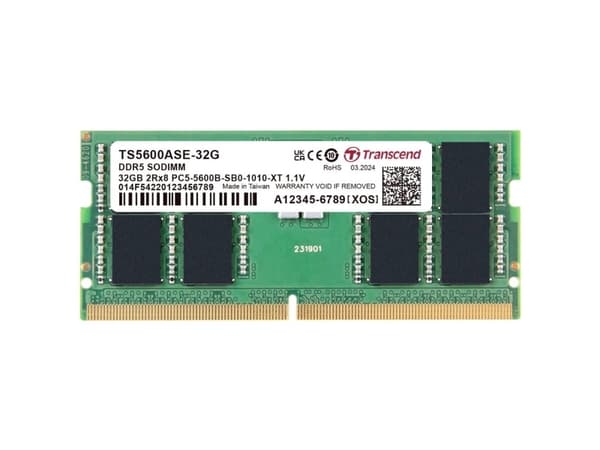 Transcend - DDR5 - modul - 32 GB - SO DIMM 262-pin - 5600 MHz / PC5-44800 - CL46 - 1.1 V - ikke-bufret - on-die ECC