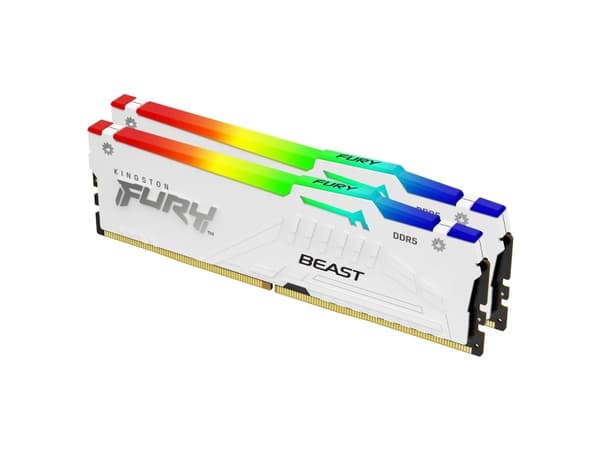 Kingston FURY Beast RGB - DDR5 - sats - 32 GB: 2 x 16 GB - DIMM 288-pin - 6400 MHz / PC5-51200 - CL32 - 1.4 V - ej buffrad - on-die ECC - vit