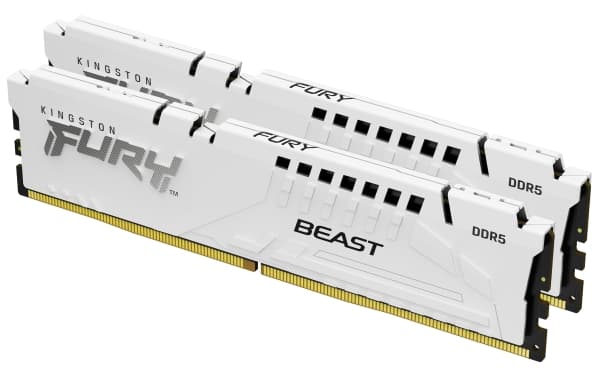 Kingston FURY Beast - DDR5 - sett - 32 GB: 2 x 16 GB - DIMM 288-pin - 6400 MHz / PC5-51200 - CL32 - 1.4 V - ikke-bufret - on-die ECC - hvit