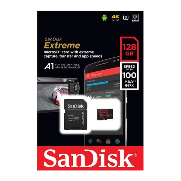 SanDisk Extreme MicroSDXC Minneskort 128GB 100MB/s