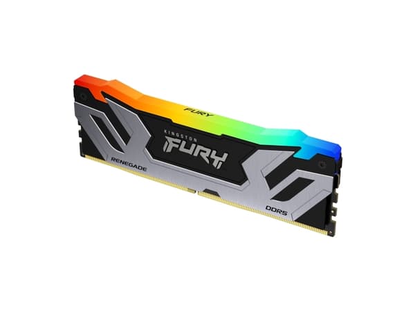 Kingston FURY Renegade RGB - DDR5 - modul - 24 GB - DIMM 288-pin - 4200 MHz / PC5-67200 - CL40 - 1.45 V - ikke-bufret - on-die ECC - svart og sølv
