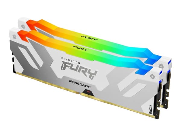 Kingston FURY Renegade RGB - DDR5 - sats - 64 GB: 2 x 32 GB - DIMM 288-pin - 3200 MHz / PC5-51200 - CL32 - 1.1 V - ej buffrad - on-die ECC - vit, sil