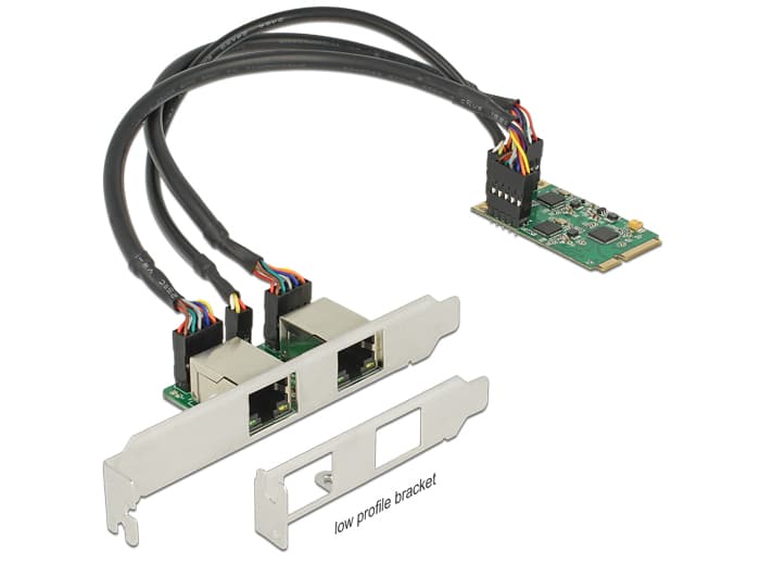 DeLock 95258 Mini PCIe I/O PCIe full size 2 x Gigabit LAN Low Profile