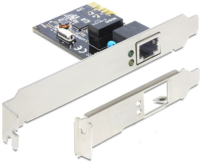 DeLOCK netværkskort, PCI-Express x1, 10/100/1000Mbps, både lavprofil