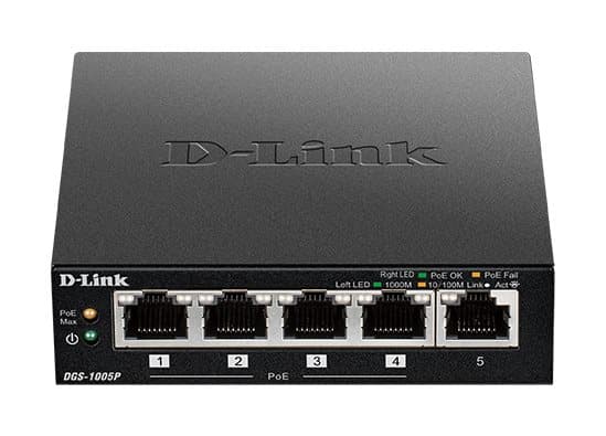 5-Port Desktop Gigabit PoE+ Switch musta