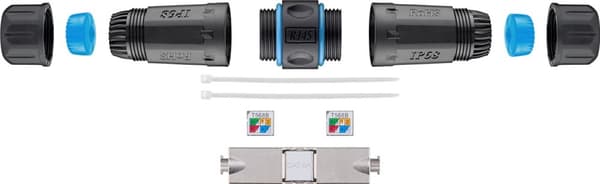 Utendørs (IP68) LAN-kabelkontakt, CAT 6A skjermet