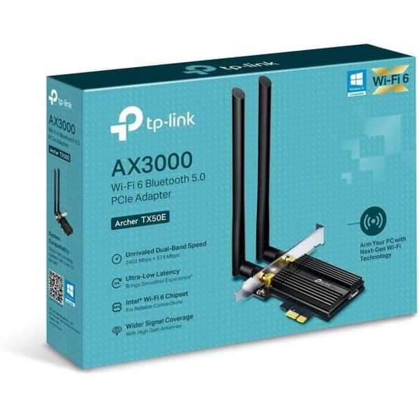 TP-Link WiFi 6 WiFi-kort PCIe AX3000 - Archer TX50E - Dual Band Adapter Bluetooth 5.3 WiFi-kort med 2 antenner
