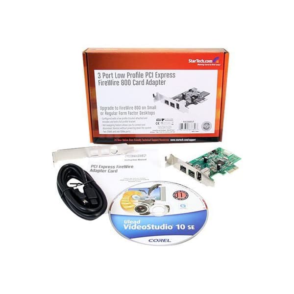 PCI Express till 3 FireWire-portar Adapterkort - STARTECH - Litet utrymme - 800 och 400 Grön
