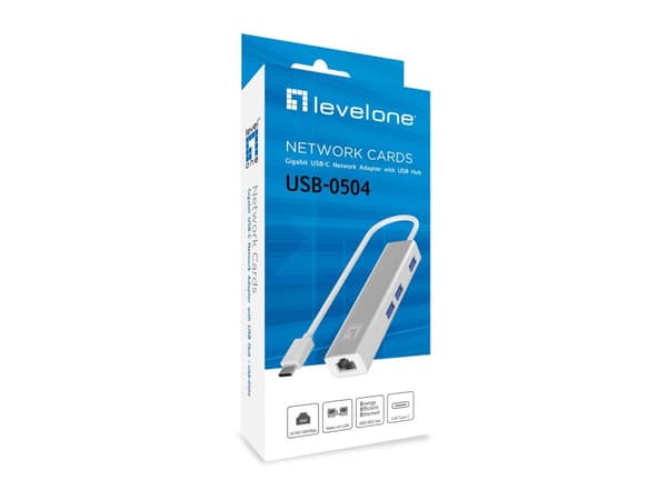 LevelOne Adapter USB-C -> RJ45 10/100/1000.3xUSB3.0 0.15m si (USB-0504NY VERSION)