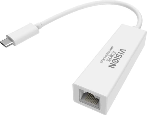 Vision TC-USBCETH RJ-45 USB-C Hvid kabeladapter/reducer Hvid
