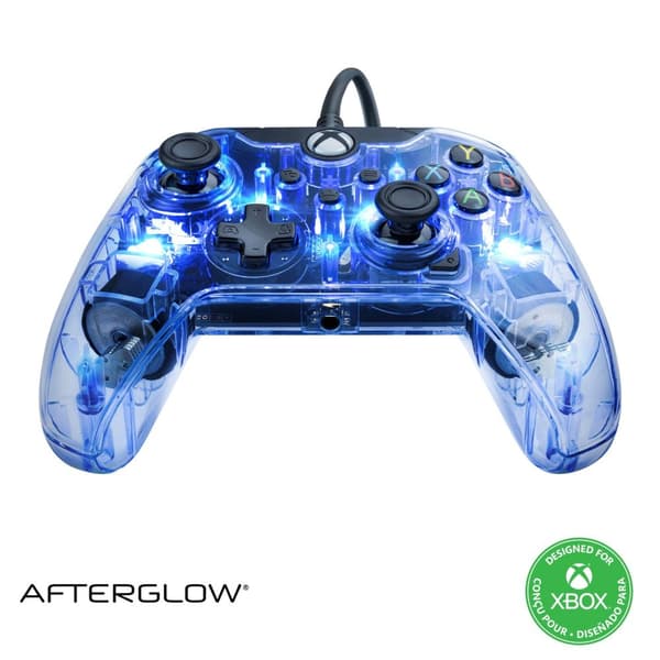 PDP Gaming AfterGlow langallinen ohjain - Virallinen lisensoitu - Xbox One + Windows 10 - Sininen