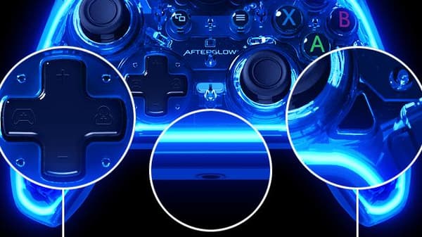 PDP Gaming AfterGlow langallinen ohjain - Virallinen lisensoitu - Xbox One + Windows 10 - Sininen