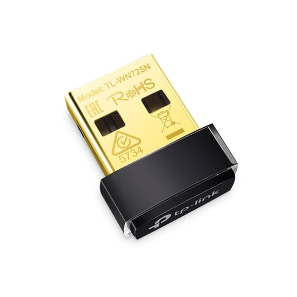 TP-LINK TL-WN725N Nano trådløs USB-adapter - Netværksadapter - USB2.0 - 802.11b, 802.11g, 802.11n (TL-WN725N) Sort