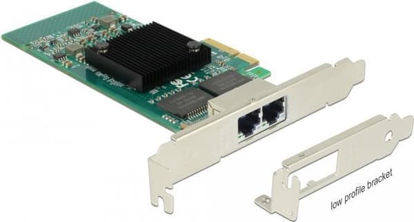 DeLock PCI Express -kortti > 2 x Gigabit LAN - Verkkosovitin - PCIe 2.1 x4 Low Profile - Gigabit Ethernet x 2
