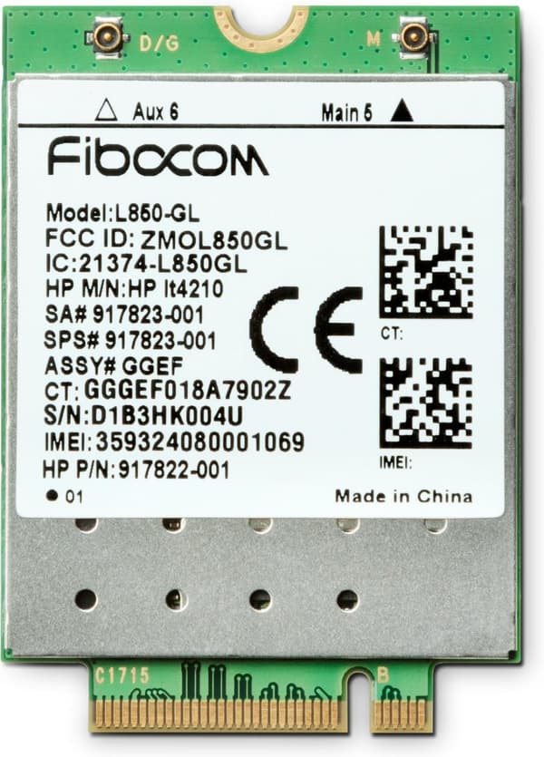 HP XMM 7360 - Langaton mobiilimodeemi - 4G LTE - M.2-kortti - 150 Mbps - EliteBook 735 G6, 745 G6, 840 G6, 850 G6; ProBook 640 G5, 650 G5; ZBook 15 G6
